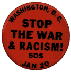SDS button that 
says Stop the War & Racism, Washington, D.C., Jan 20