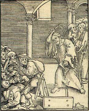 Cranach the Elder's Christ Driving
the Money Lenders from temple.