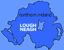 Map showing
Lough Neagh in middle of Northern Ireland.
